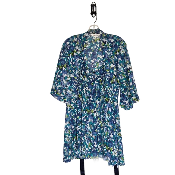 Lingdore Sheer Floral Spring Nightgown Coverup House Coat Belted Chemise - Picture 3 of 9